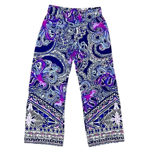 Lilly Pulitzer Bal Harbour Palazzo Paisley Multicolor  Pull On Pants XXS NWOT - Picture 2 of 12